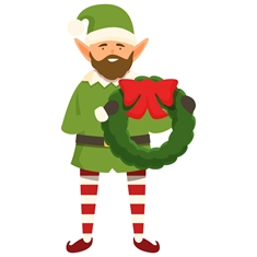 Christmas Decoration Elf with Wreath Transparent Sticker